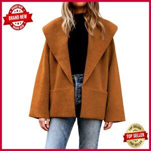 Oversized Cropped Cardigan Shawl Collar Peacoat Style Fall Winter Sweater